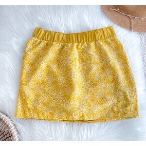The North Face Sz S Yellow Floral Print Skort Shorts Lining Skirt Pull On Skort